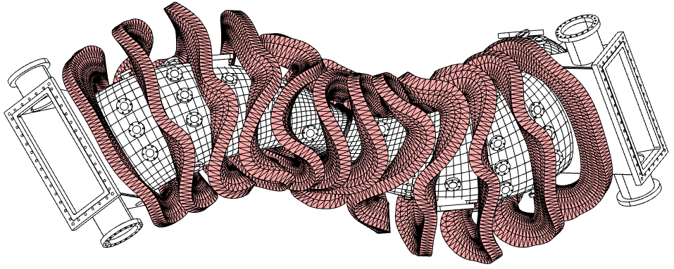 CAD rendering of HSX magnetic coils and vessel.
